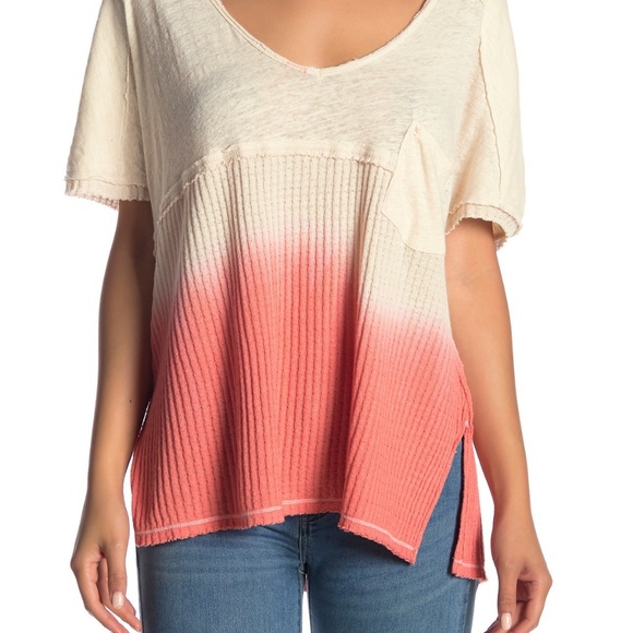 NWT Free People Sun Dial Tee coral - Picture 3 of 3